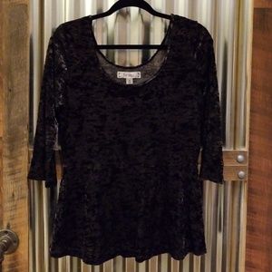 Black velvet burnout peplum top XL